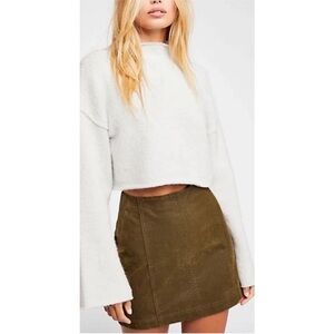 Free People Brown Leather Mini Skirt Modern Femme Vegan Short Faux Suede Sz 6